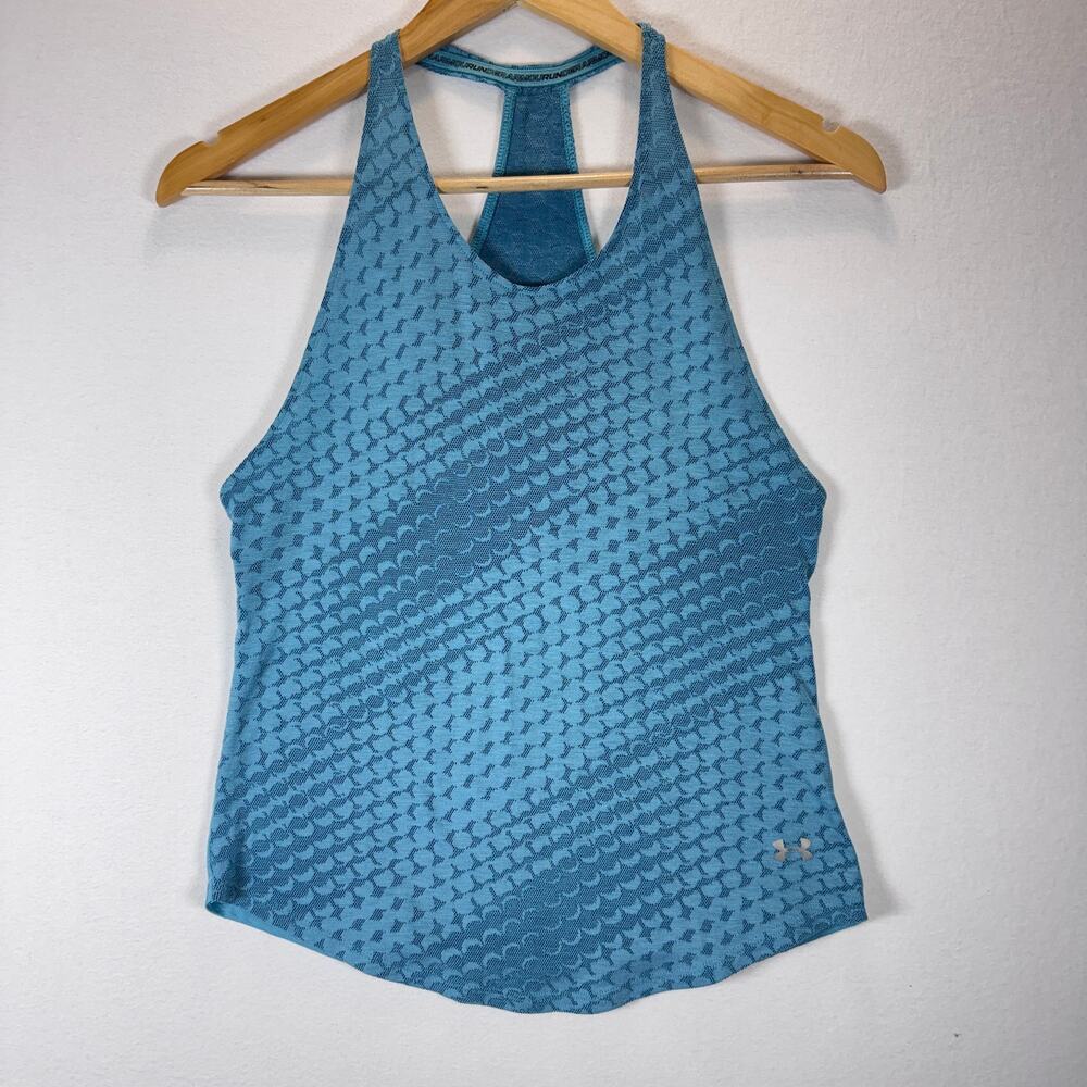 Under Armour Womens Small Blue Geometric Print Racerback Athletic Tank Top